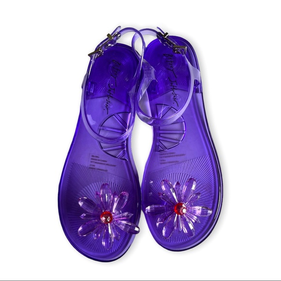 Betsey Johnson Shoes - Betsey Johnson Sandals Purple Jelly Vinyl Daisy Sarai Thong Flats